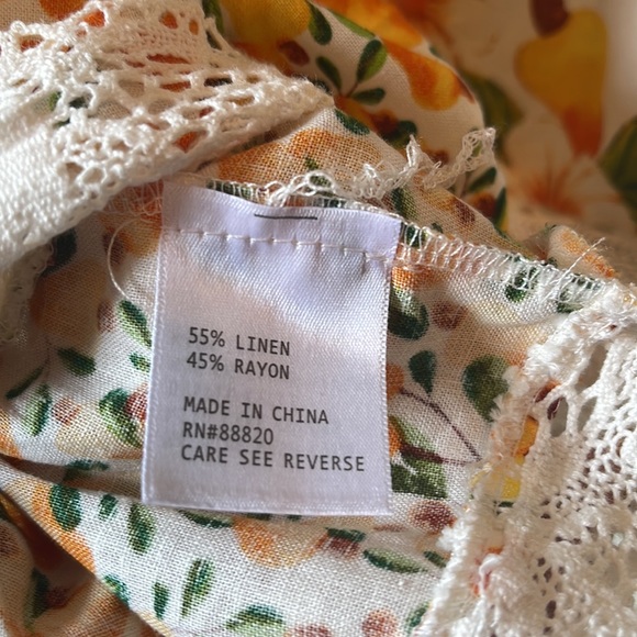 Artlier by Nicole Miller Orange Fruit Linen Top - Picture 9 of 11